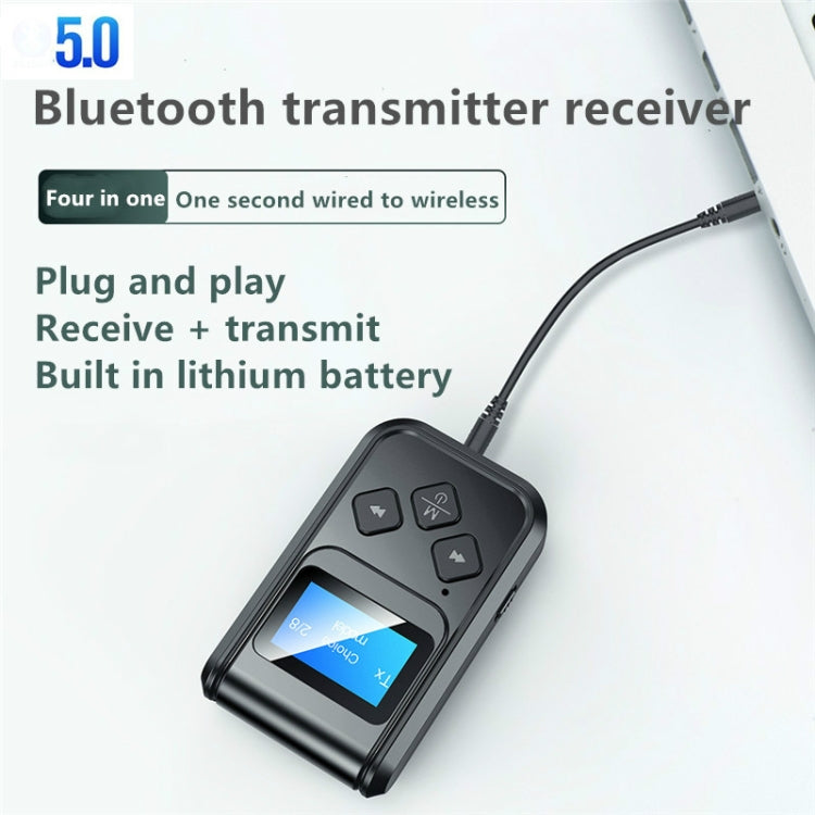 T15 2 in 1 Bluetooth 5.0 Music Receiver Transmitter with Screen, T15