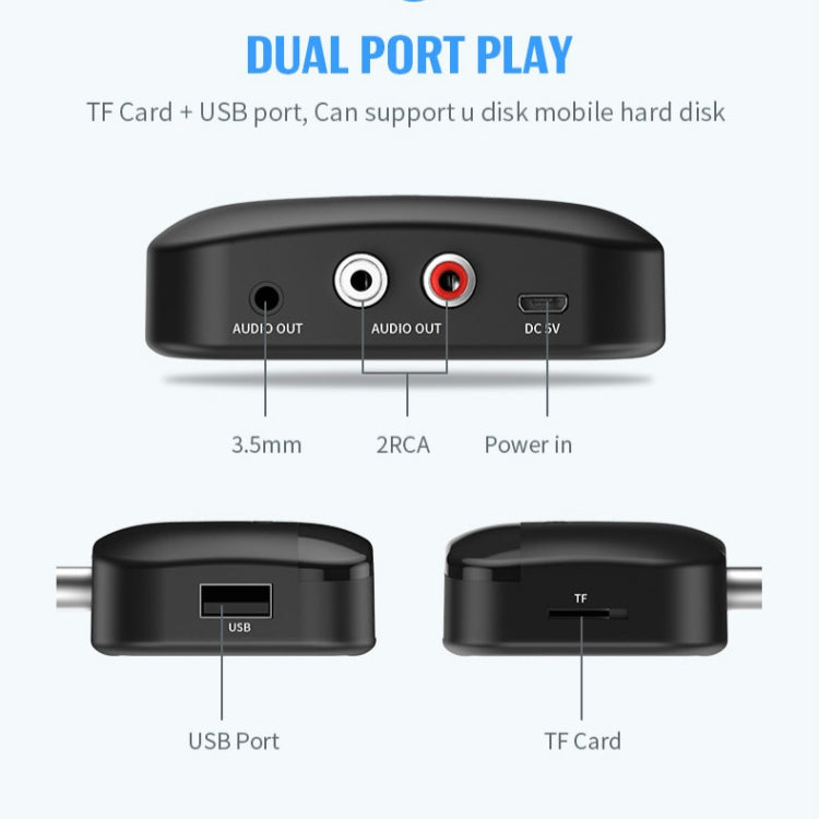 B20 NFC Bluetooth 5.0 Music Receiver Car Bluetooth Receiver, Support Hands-free Call & TF Vard & U Disk