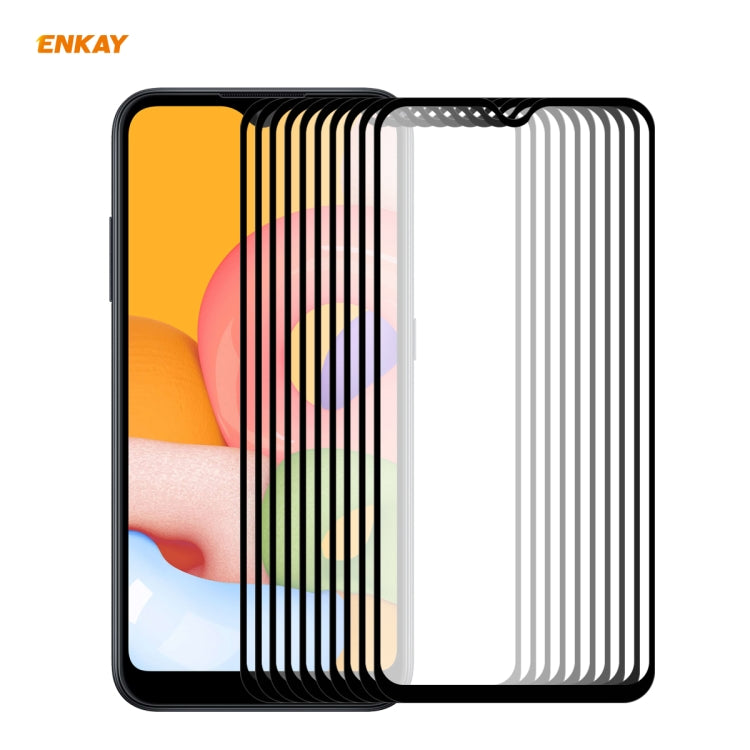 10 PCS ENKAY Hat-Prince Full Glue 0.26mm 9H 2.5D Tempered Glass Full Coverage Film, For Galaxy A01 10 PCS, For Samsung Galaxy M31 / M21, For Galaxy A11 / M11 10 PCS, For Galaxy A21s 10pcs, For Galaxy A31 10 PCS, For Galaxy A41 10 PCS