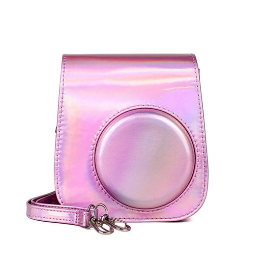 Richwell Portable Aurora  PU Leather Camera Case Camera Bag with Shoulder Strap, Suitable for Fujifilm Instax Mini 11, Rose Pink, Silver, Purple