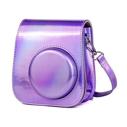 Richwell Portable Aurora  PU Leather Camera Case Camera Bag with Shoulder Strap, Suitable for Fujifilm Instax Mini 11, Rose Pink, Silver, Purple