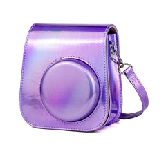 Richwell Portable Aurora  PU Leather Camera Case Camera Bag with Shoulder Strap, Suitable for Fujifilm Instax Mini 11, Rose Pink, Silver, Purple