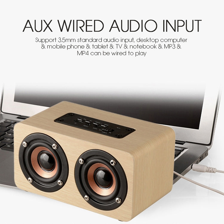 W5 Portable HiFi Shock Bass Wooden Bluetooth Speaker, W5