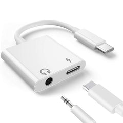 2 in 1 USB-C Adapter with 3.5mm Headphone Jack, Compatible for iPad Pro and Type-C Jack Phone, 2 in 1