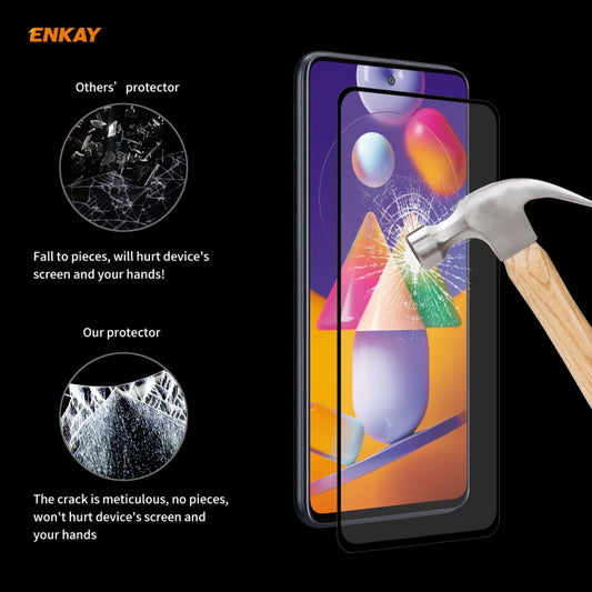 2 PCS ENKAY Hat-Prince Full Glue 0.26mm 9H 2.5D Tempered Glass Full Coverage Film, For Samsung Galaxy M31s, For OnePlus Nord