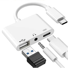 3 in 1 USB-C OTG Adapter with 3.5mm Headphone Jack, Compatible for iPad Pro and Type-C Jack Phone, 3 in 1