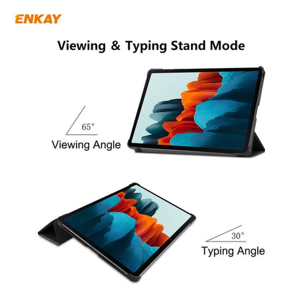 ENKAY ENK-8010 PU Leather + Plastic Smart Case with Three-folding Holder for Samsung Galaxy Tab S7 11.0 T870 / T875, For Galaxy Tab S8 / Galaxy Tab S7 11.0