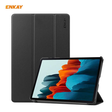 ENKAY ENK-8010 PU Leather + Plastic Smart Case with Three-folding Holder for Samsung Galaxy Tab S7 11.0 T870 / T875, For Galaxy Tab S8 / Galaxy Tab S7 11.0