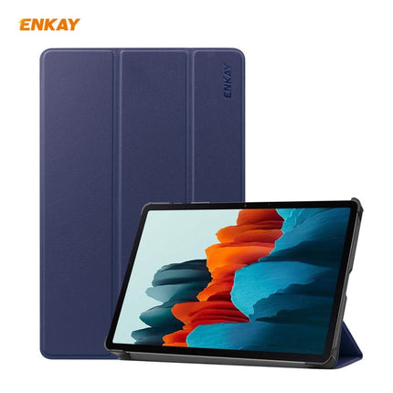 ENKAY ENK-8010 PU Leather + Plastic Smart Case with Three-folding Holder for Samsung Galaxy Tab S7 11.0 T870 / T875, For Galaxy Tab S8 / Galaxy Tab S7 11.0