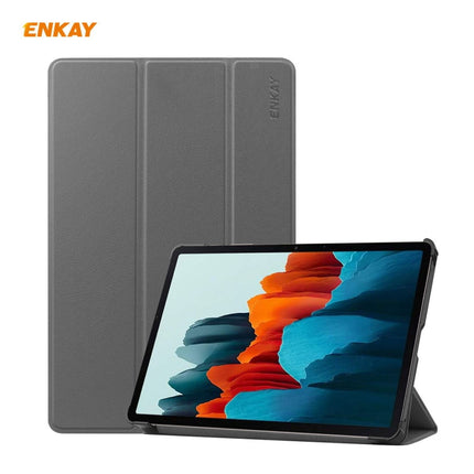 ENKAY ENK-8010 PU Leather + Plastic Smart Case with Three-folding Holder for Samsung Galaxy Tab S7 11.0 T870 / T875, For Galaxy Tab S8 / Galaxy Tab S7 11.0