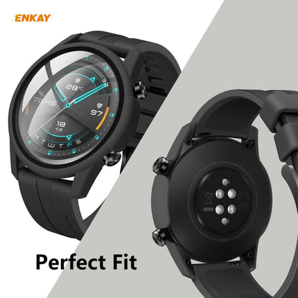 For Huawei Watch GT 2 46mm ENKAY Hat-Prince ENK-AC8202 Full Coverage PC Frosted Case + 9H Tempered Glass Protector