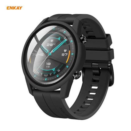 For Huawei Watch GT 2 46mm ENKAY Hat-Prince ENK-AC8202 Full Coverage PC Frosted Case + 9H Tempered Glass Protector