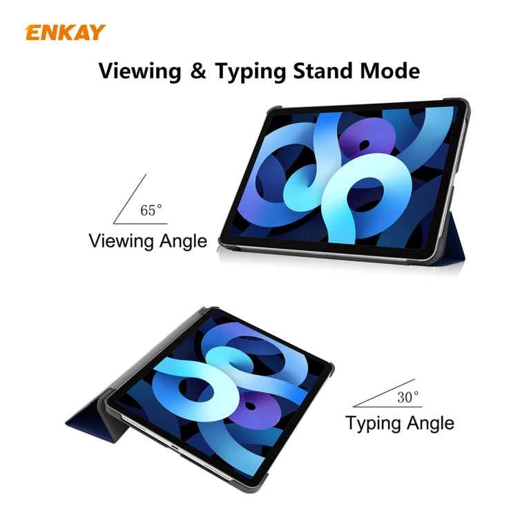 ENKAY 3-folding Plastic Leather Smart Tablet Case, For iPad Air 11 2024 / Pro 11 2018 / Air 10.9 2022