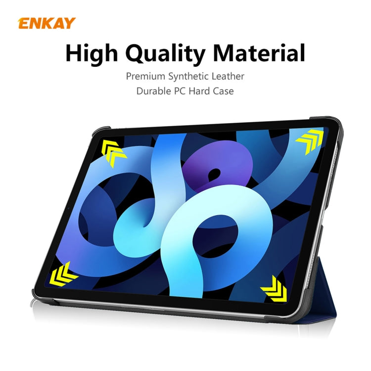 ENKAY 3-folding Plastic Leather Smart Tablet Case, For iPad Air 11 2024 / Pro 11 2018 / Air 10.9 2022