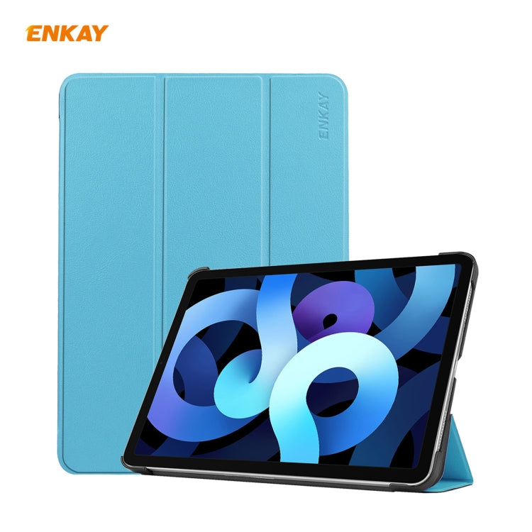 ENKAY 3-folding Plastic Leather Smart Tablet Case, For iPad Air 11 2024 / Pro 11 2018 / Air 10.9 2022