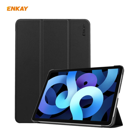 ENKAY 3-folding Plastic Leather Smart Tablet Case, For iPad Air 11 2024 / Pro 11 2018 / Air 10.9 2022