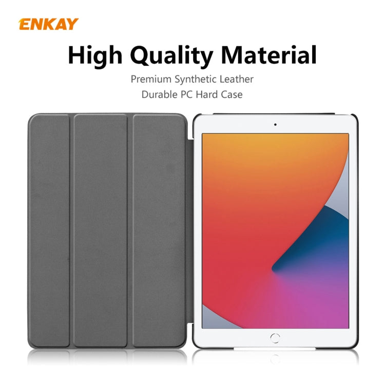 For iPad 10.2 2020 / 2019 ENKAY ENK-8014 PU Leather + Plastic Smart Case with Three-folding Holder