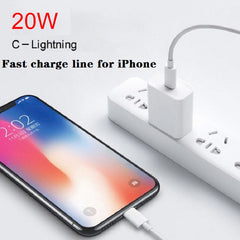 2 in 1 PD 20W Single USB-C / Type-C Port Travel Charger + 3A PD3.0 USB-C / Type-C to 8 Pin Fast Charge Data Cable Set, Cable Length: 1m, EU Plug, 20W 1m