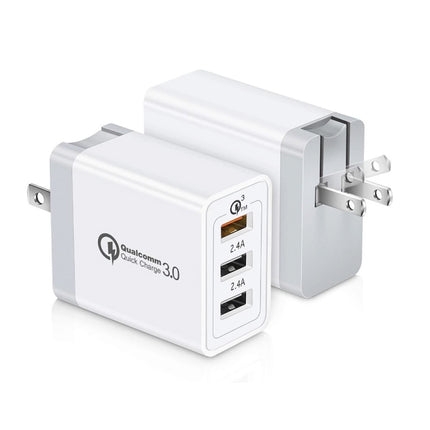 SDC-30W 2 in 1 USB to Micro USB Data Cable + 30W QC 3.0 USB + 2.4A Dual USB 2.0 Ports Mobile Phone Tablet PC Universal Quick Charger Travel Charger Set, US Plug, with Micro USB Cable, US Plug