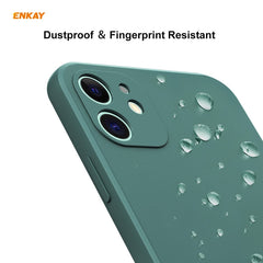 For iPhone 12 Hat-Prince ENKAY ENK-PC0682 Liquid Silicone Straight Edge Shockproof Case + 0.26mm 9H 2.5D Full Glue Tempered Glass Film, For iPhone 12