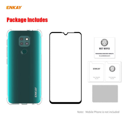 Hat-Prince ENKAY Clear TPU Shockproof Case Soft Anti-slip Cover + 0.26mm 9H 2.5D Full Glue Full Coverage Tempered Glass Protector Film, For Motorola Moto G9 / G9 Play, For Xiaomi Redmi 9A, For Xiaomi Redmi 9C, For Xiaomi 10T 5G / 10T Pro 5G������������...