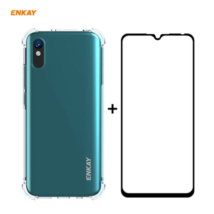 Hat-Prince ENKAY Clear TPU Shockproof Case Soft Anti-slip Cover + 0.26mm 9H 2.5D Full Glue Full Coverage Tempered Glass Protector Film, For Motorola Moto G9 / G9 Play, For Xiaomi Redmi 9A, For Xiaomi Redmi 9C, For Xiaomi 10T 5G / 10T Pro 5G������������...