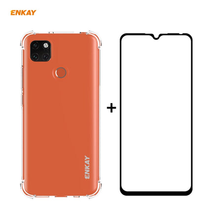 Hat-Prince ENKAY Clear TPU Shockproof Case Soft Anti-slip Cover + 0.26mm 9H 2.5D Full Glue Full Coverage Tempered Glass Protector Film, For Motorola Moto G9 / G9 Play, For Xiaomi Redmi 9A, For Xiaomi Redmi 9C, For Xiaomi 10T 5G / 10T Pro 5G������������...