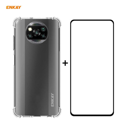 Hat-Prince ENKAY Clear TPU Shockproof Case Soft Anti-slip Cover + 0.26mm 9H 2.5D Full Glue Full Coverage Tempered Glass Protector Film, For Motorola Moto G9 / G9 Play, For Xiaomi Redmi 9A, For Xiaomi Redmi 9C, For Xiaomi 10T 5G / 10T Pro 5G������������...