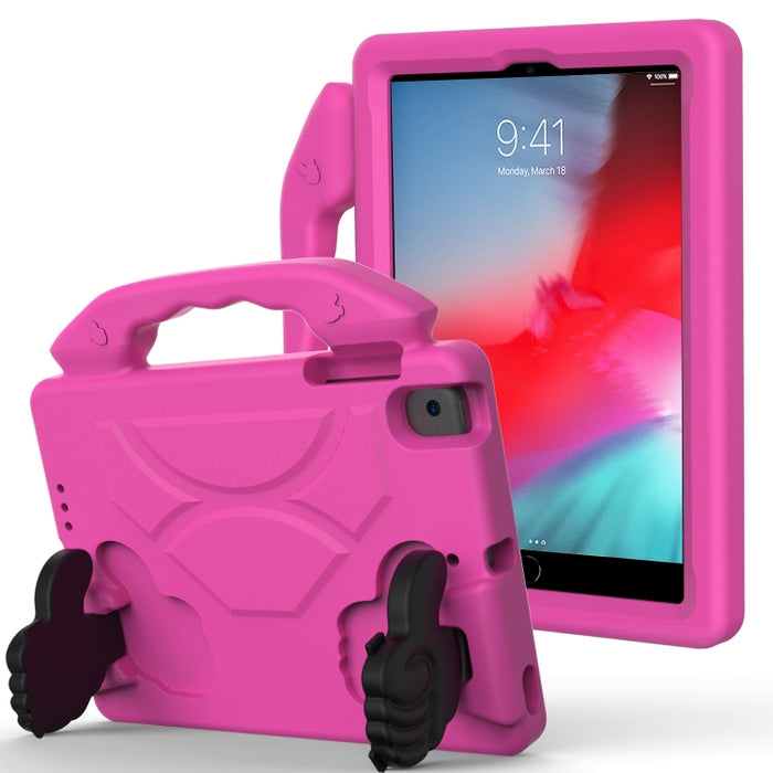 For iPad Mini 5/4/3/2/1 EVA Material Children Flat Anti Falling Cover Protective Shell With Thumb Bracket(RoseRed)