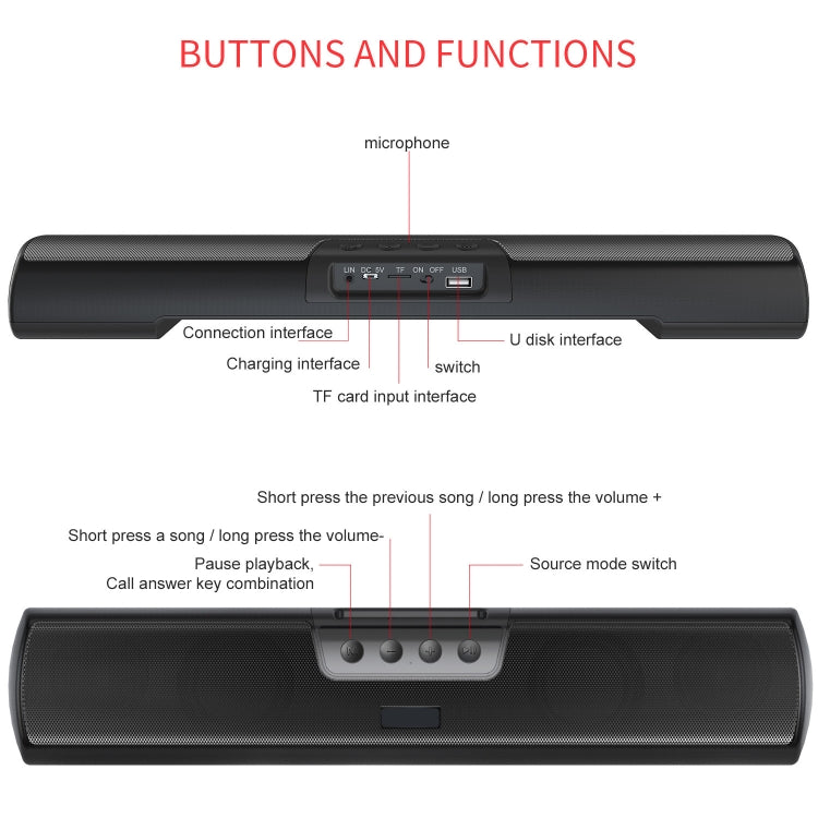 C3 TWS 20W Wireless Outdoor Portable Bluetooth Speaker Super Bass Home Theater Subwoofer Soundbar Audio, Support TF Card