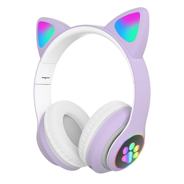 TN-28 3.5mm Bluetooth 5.0 Dual Connection RGB Cat Ear Bass Stereo Noise-cancelling Headphones Support TF Card With Mic