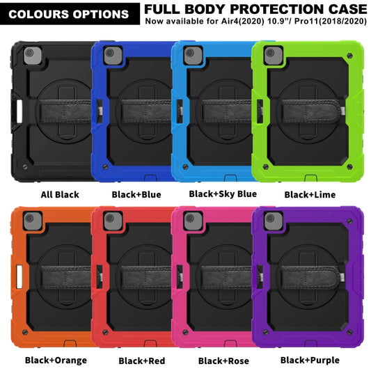 For iPad Air 2020 10.9 Shockproof Black Silica Gel + Colorful PC Protective Case, For iPad Air 2022 / 2020 10.9