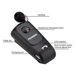 F920 CSR4.1 Retractable Cable Caller Vibration Reminder Anti-theft Bluetooth Headset, Black, White, Gold, Silver, Gray