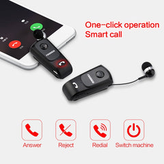 F920 CSR4.1 Retractable Cable Caller Vibration Reminder Anti-theft Bluetooth Headset, Black, White, Gold, Silver, Gray