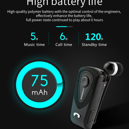 F930 CSR4.1 Retractable Cable Caller Vibration Reminder Anti-theft Bluetooth Headset, Silver