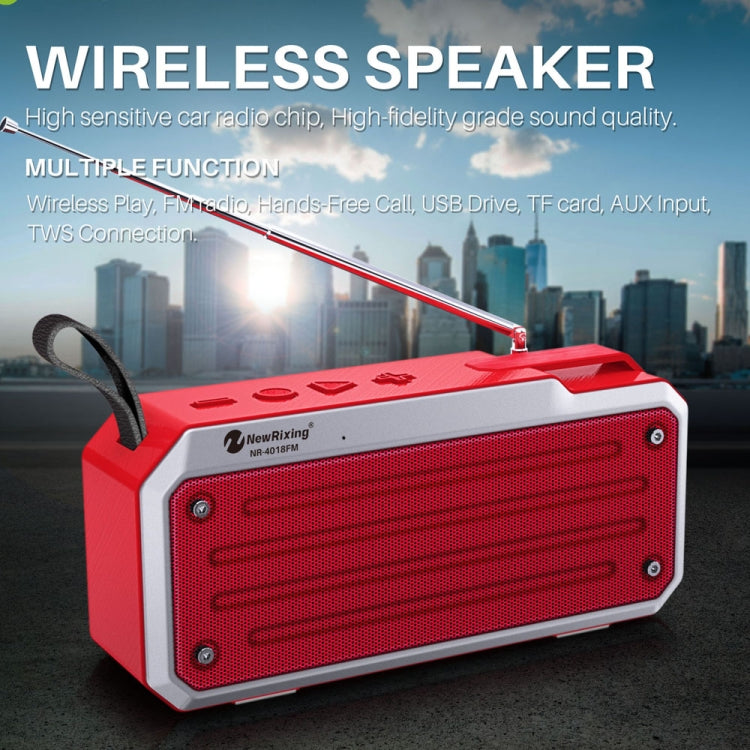 NewRixing NR4018FM TWS Portable Stereo Bluetooth Speaker, Support TF Card / FM / 3.5mm AUX / U Disk / Hands-free Call