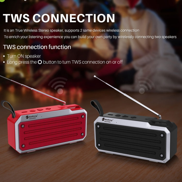 NewRixing NR4018FM TWS Portable Stereo Bluetooth Speaker, Support TF Card / FM / 3.5mm AUX / U Disk / Hands-free Call