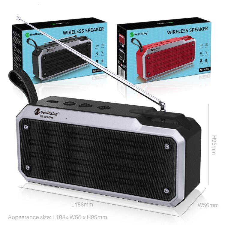 NewRixing NR4018FM TWS Portable Stereo Bluetooth Speaker, Support TF Card / FM / 3.5mm AUX / U Disk / Hands-free Call