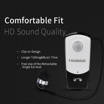 F960 CSR4.1 Retractable Cable Caller Vibration Reminder Anti-theft Bluetooth Headset, Black, White, Silver