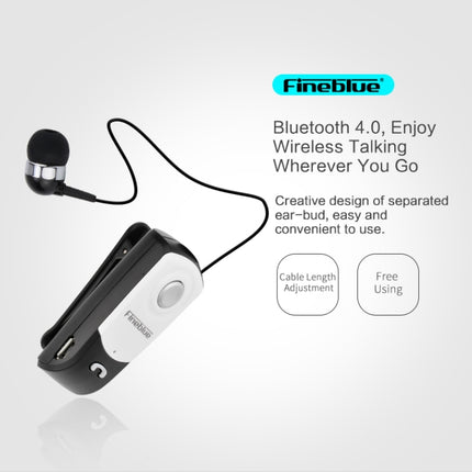 F960 CSR4.1 Retractable Cable Caller Vibration Reminder Anti-theft Bluetooth Headset, Black, White, Silver