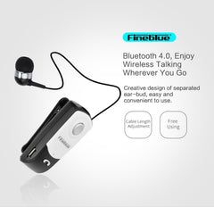 F960 CSR4.1 Retractable Cable Caller Vibration Reminder Anti-theft Bluetooth Headset, Black, White, Silver