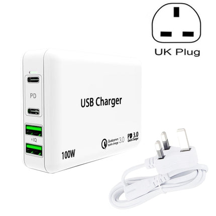 PD 100W Dual USB-C / Type-C + Dual USB 4-port Charger with Power Cable for Apple / Huawei / Samsung Laptop