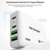 PD100W-A9 PD100W Dual Dort USB-C / Type-C + Dual USB Charger with 5A USB-C / Type-C to USB-C / Type-C Fast Charging Cable for Apple MacBook Series, EU Plug, US Plug, UK Plug