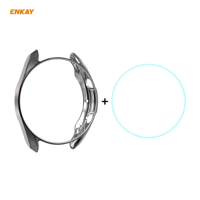 For Samsung Galaxy Watch 3 45mm 2 in 1 ENKAY Hat-Prince Electroplate Soft TPU Case + 0.2mm 9H 2.15D Curved Edge Tempered Glass Film