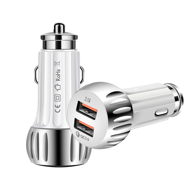 YSY-310QC18W QC3.0 Dual Port USB Car Chargrt for Apple / Huawei / Samsung / Xiaomi, YSY-310QC18W, Car Charger
