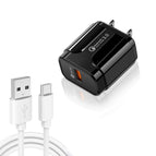 Type-C Data Cable, US Plug / Black