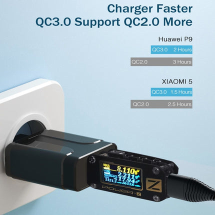 LZ-023 18W  QC3.0 USB Portable Travel Charger + 3A USB toType-C Data Cable, US Plug, Type-C Data Cable, US Plug