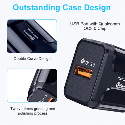 LZ-023 18W  QC3.0 USB Portable Travel Charger + 3A USB toType-C Data Cable, US Plug, Type-C Data Cable, US Plug
