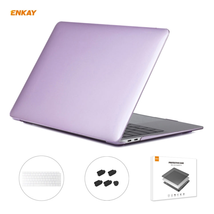 ENKAY 3 in 1 Crystal Laptop Protective Case + EU Version TPU Keyboard Film + Anti-dust Plugs Set for MacBook Air 13.3 inch A1932 (2018), For MacBook Air 13.3 inch A1932 (2018)