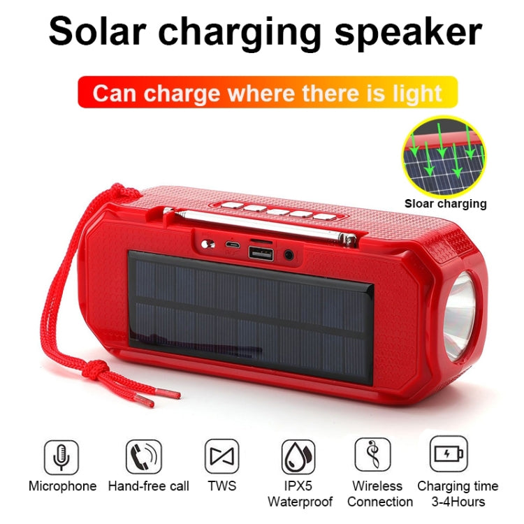 T&G TG280 Solar Power Charging Bluetooth Speakers with Flashlight, Support TF Card / FM / 3.5mm AUX / U Disk / Hands-free Call